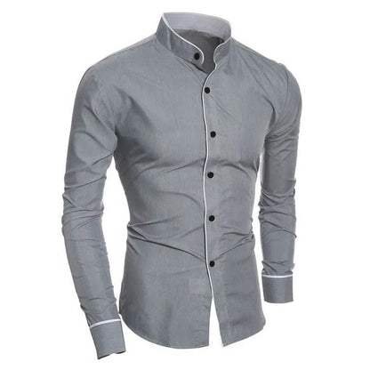 Slim-fit men's long-sleeved blouse