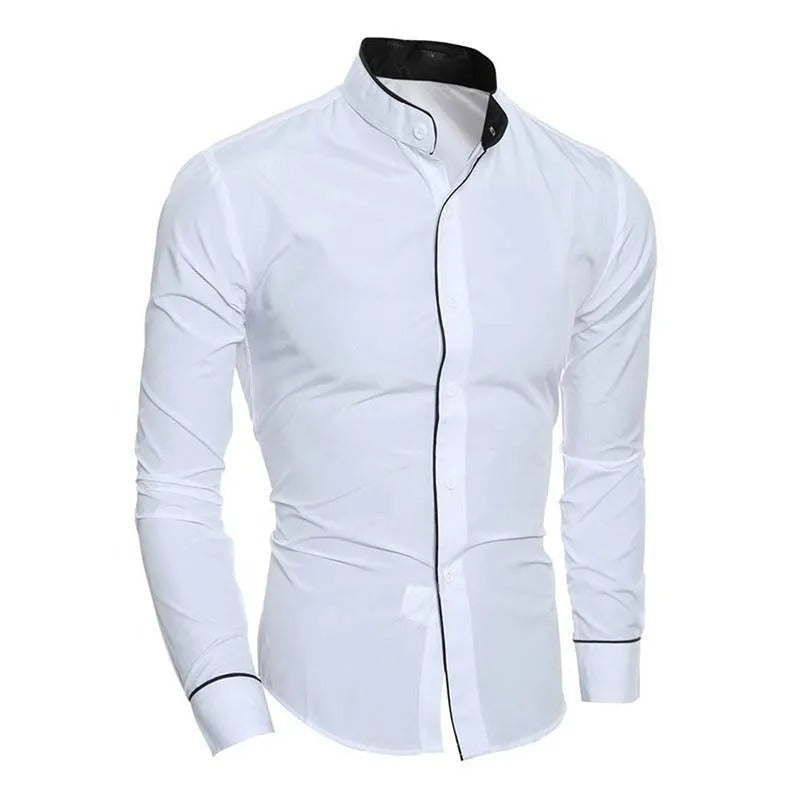 Slim-fit men's long-sleeved blouse