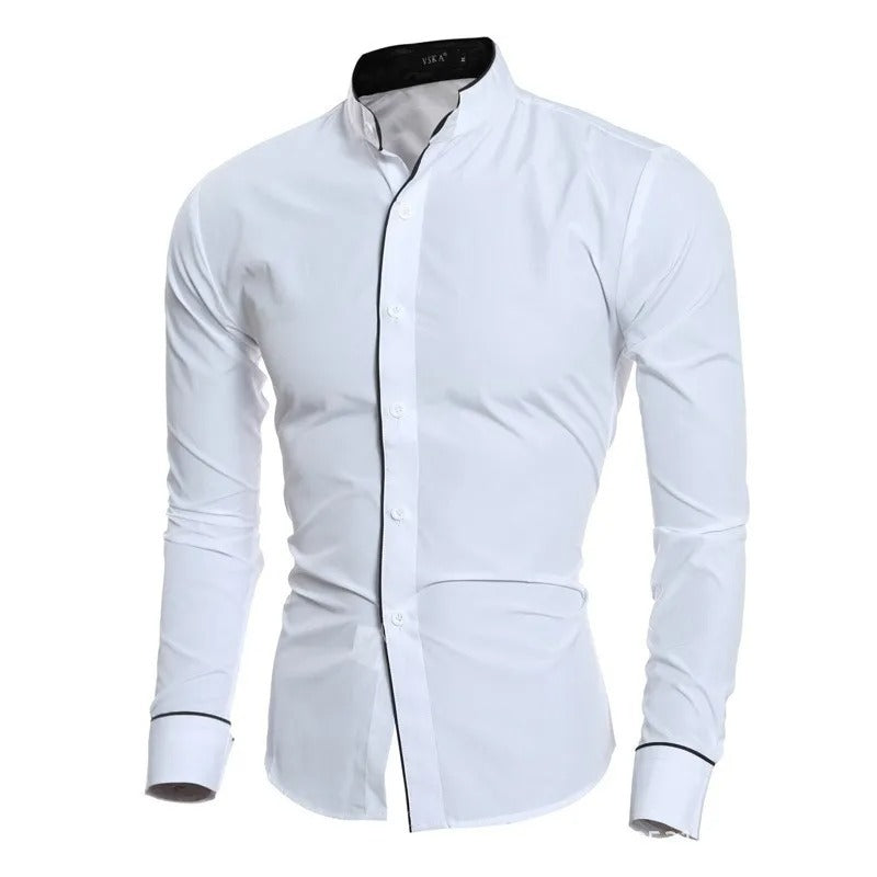 Slim-fit men's long-sleeved blouse