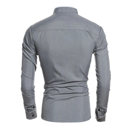 Slim-fit men's long-sleeved blouse