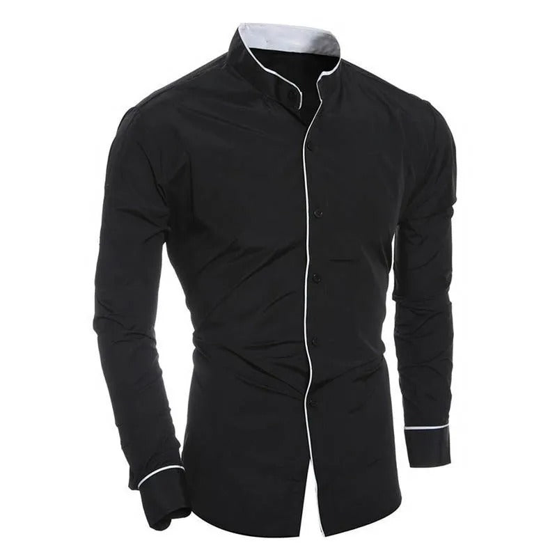 Slim-fit men's long-sleeved blouse