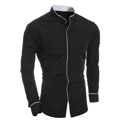 Slim-fit men's long-sleeved blouse