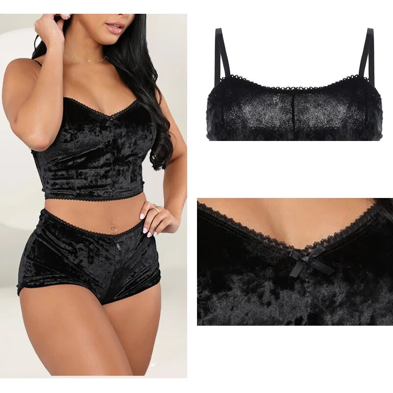 Soft Velvet Women's Sleepwear Set Pyjamas
