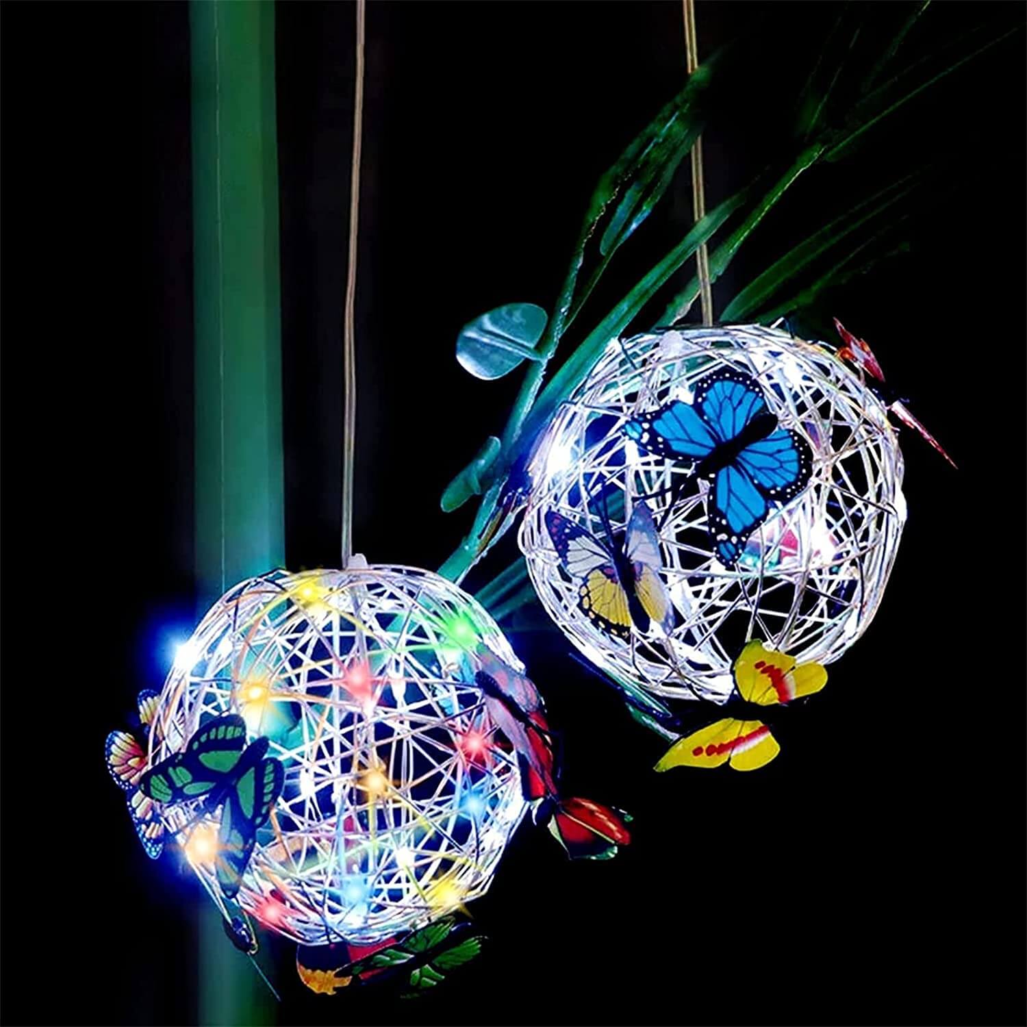 Solar Illuminated Mesh Butterfly Orb