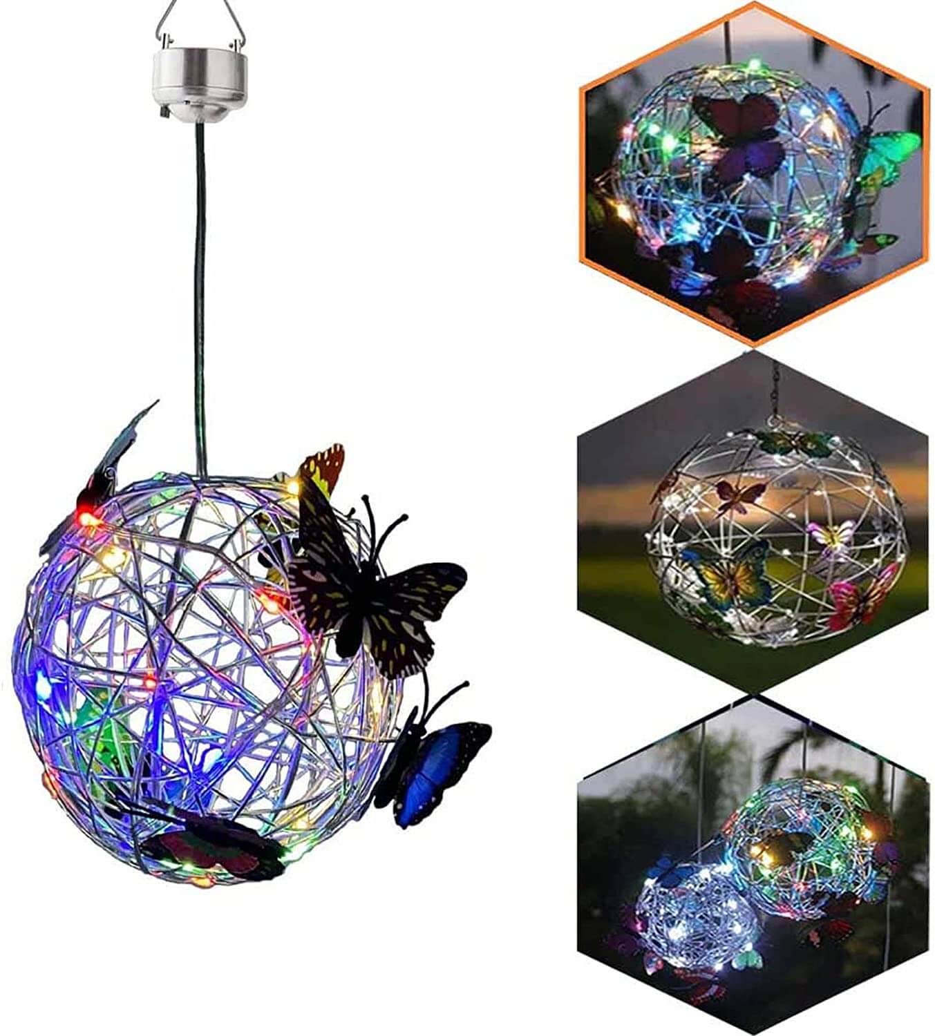 Solar Illuminated Mesh Butterfly Orb