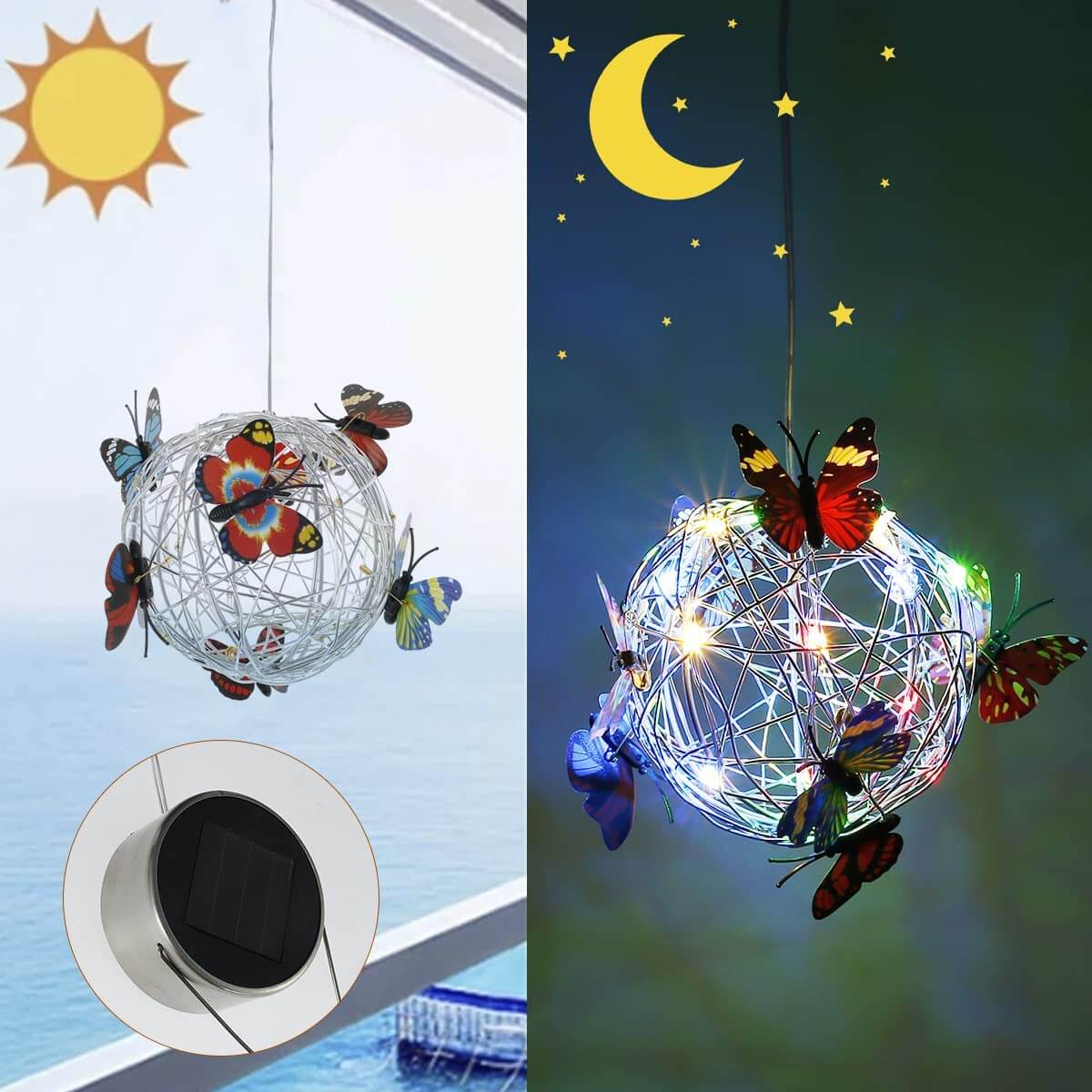 Solar Illuminated Mesh Butterfly Orb