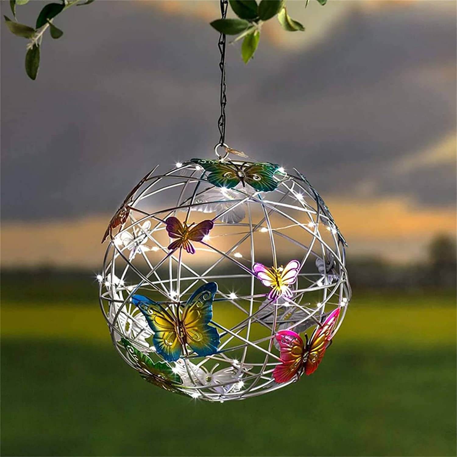 Solar Illuminated Mesh Butterfly Orb