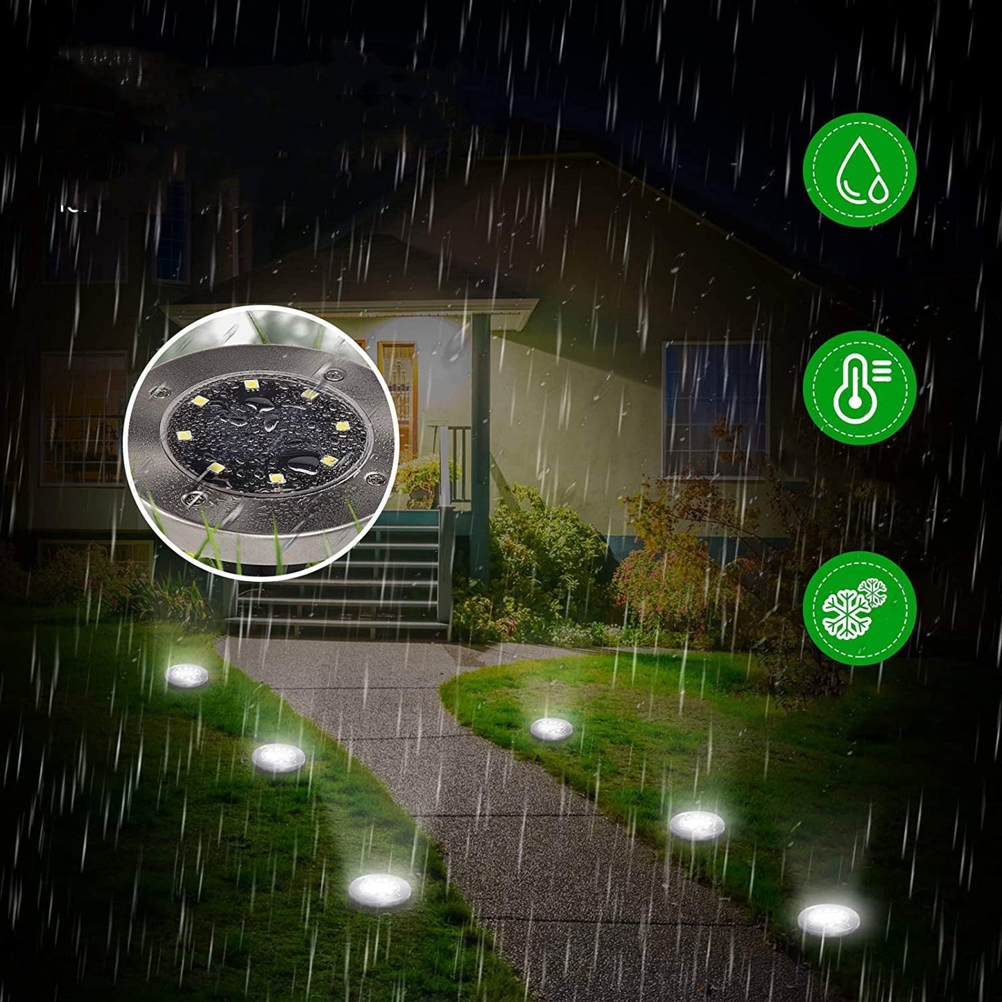 Solar-powered LED Disk Lamps