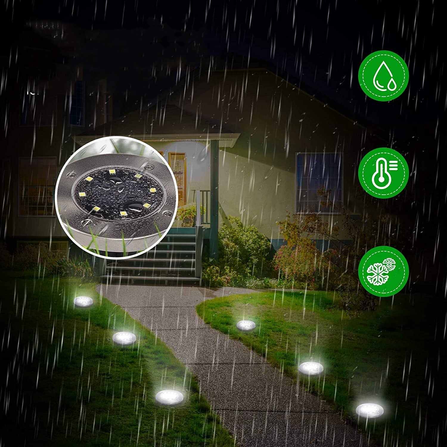 Solar-powered LED Disk Lamps