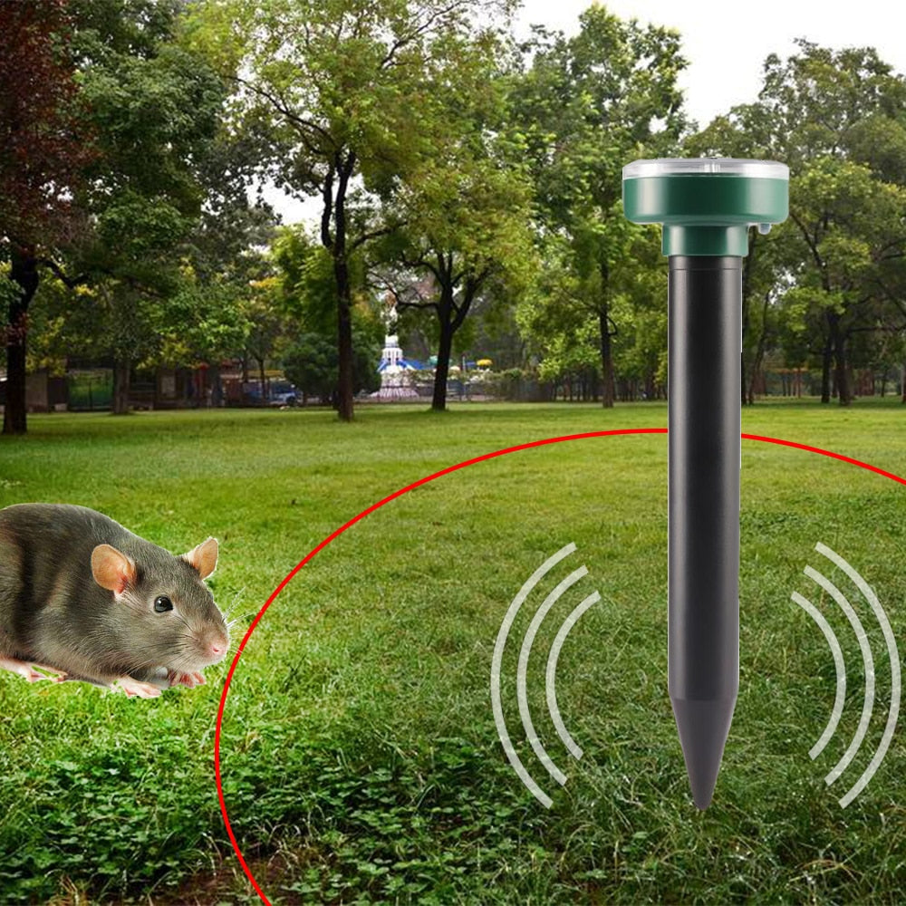 Solar-powered mole repellent