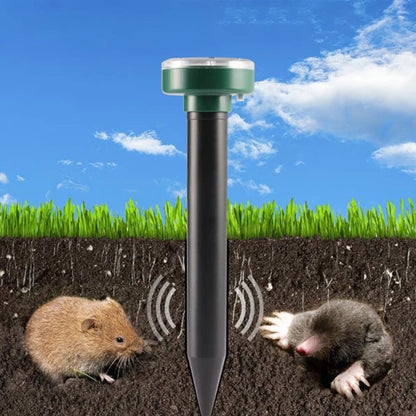 Solar-powered mole repellent