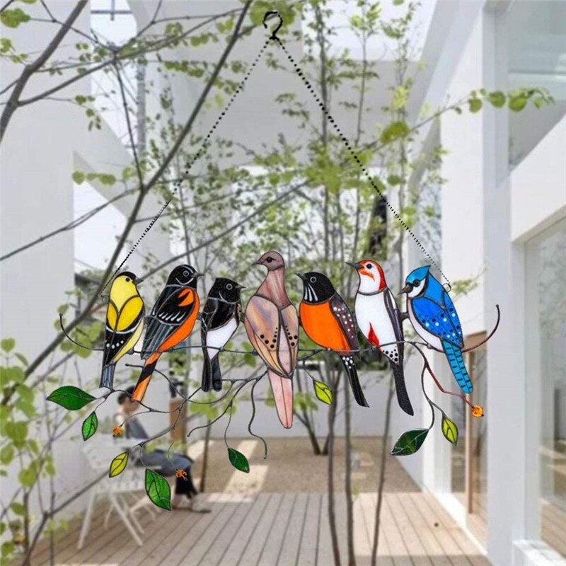 Stained glass bird Suncatcher