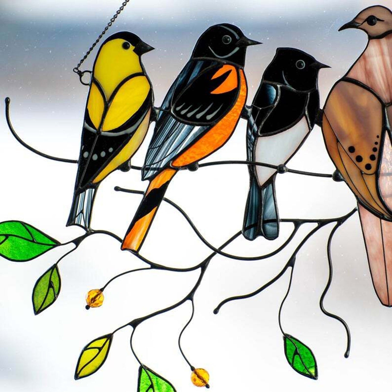 Stained glass bird Suncatcher