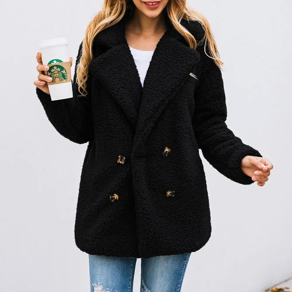 Teddy Coat with two rows of buttons for women
