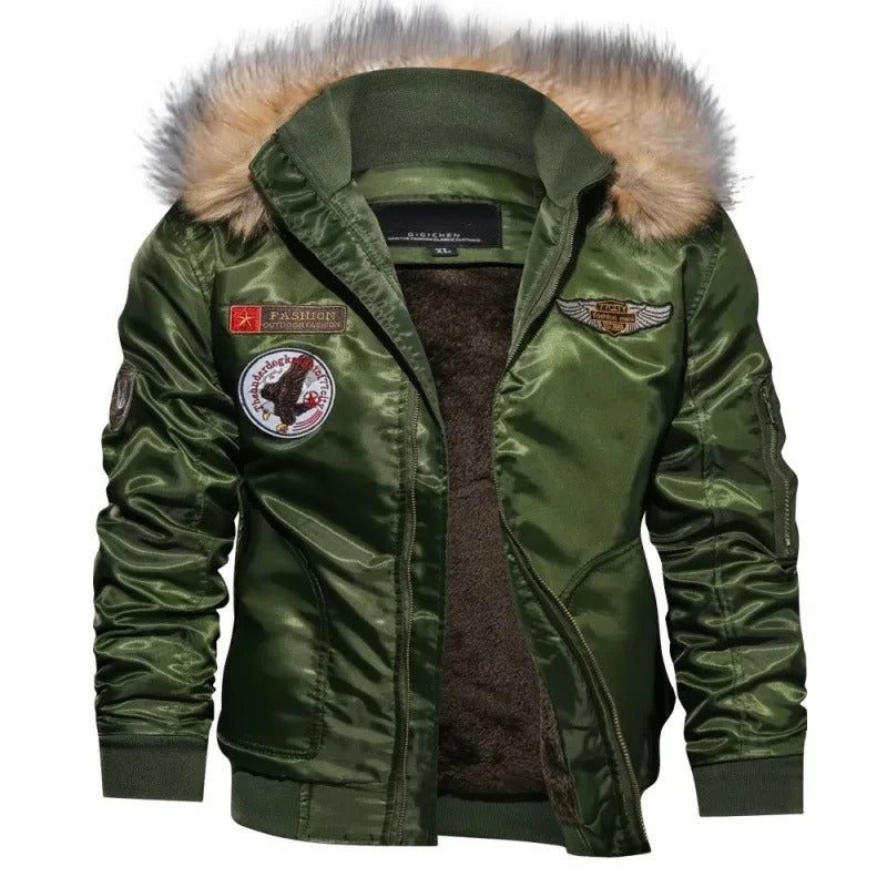 Thick plush bomber jacket for men