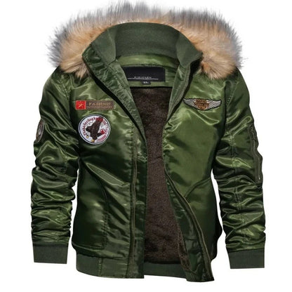 Thick plush bomber jacket for men