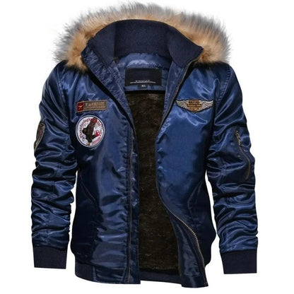 Thick plush bomber jacket for men