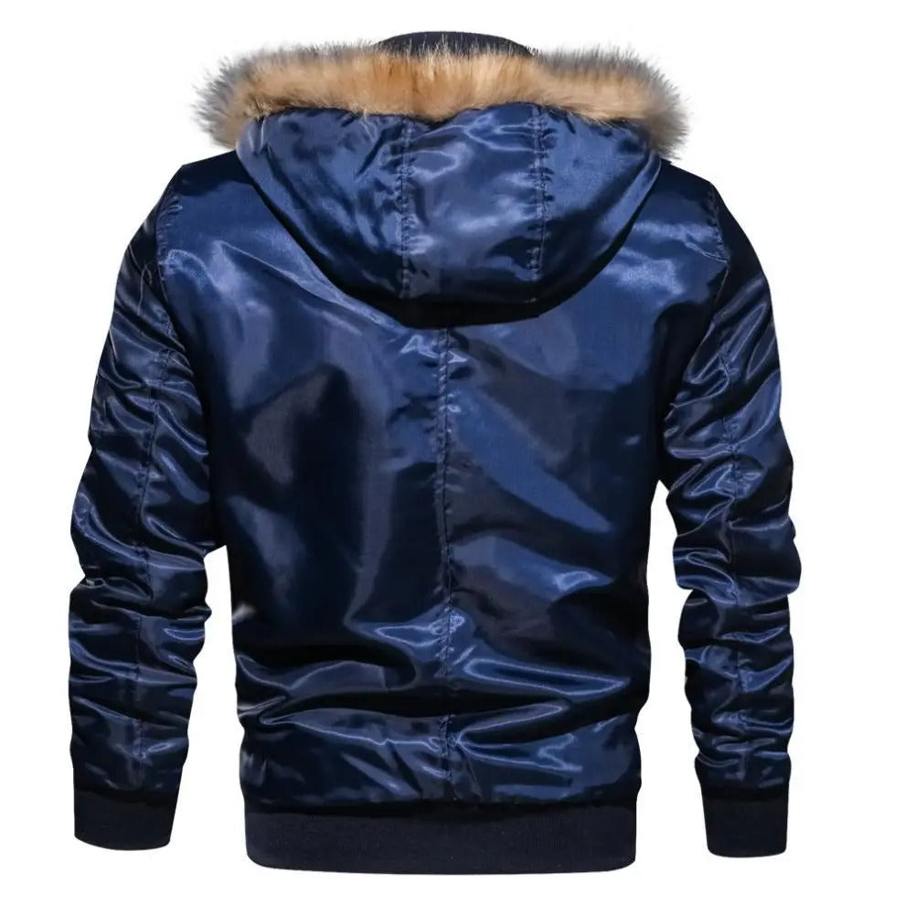 Thick plush bomber jacket for men