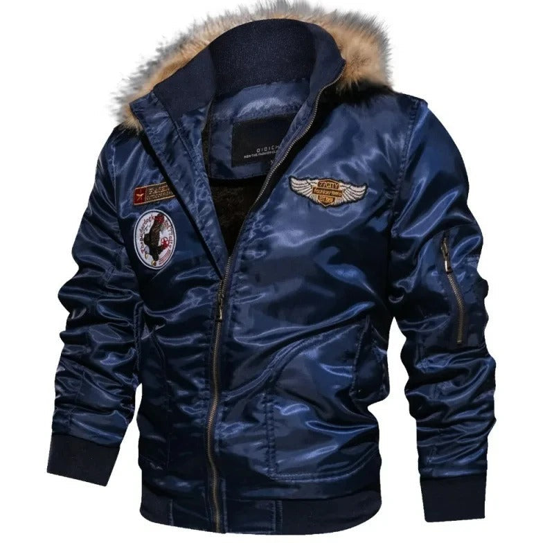 Thick plush bomber jacket for men