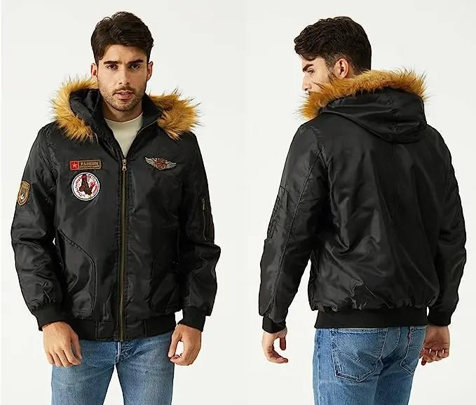 Thick plush bomber jacket for men