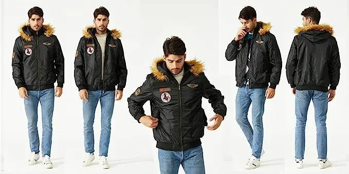 Thick plush bomber jacket for men