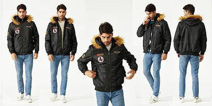 Thick plush bomber jacket for men