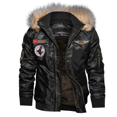 Thick plush bomber jacket for men