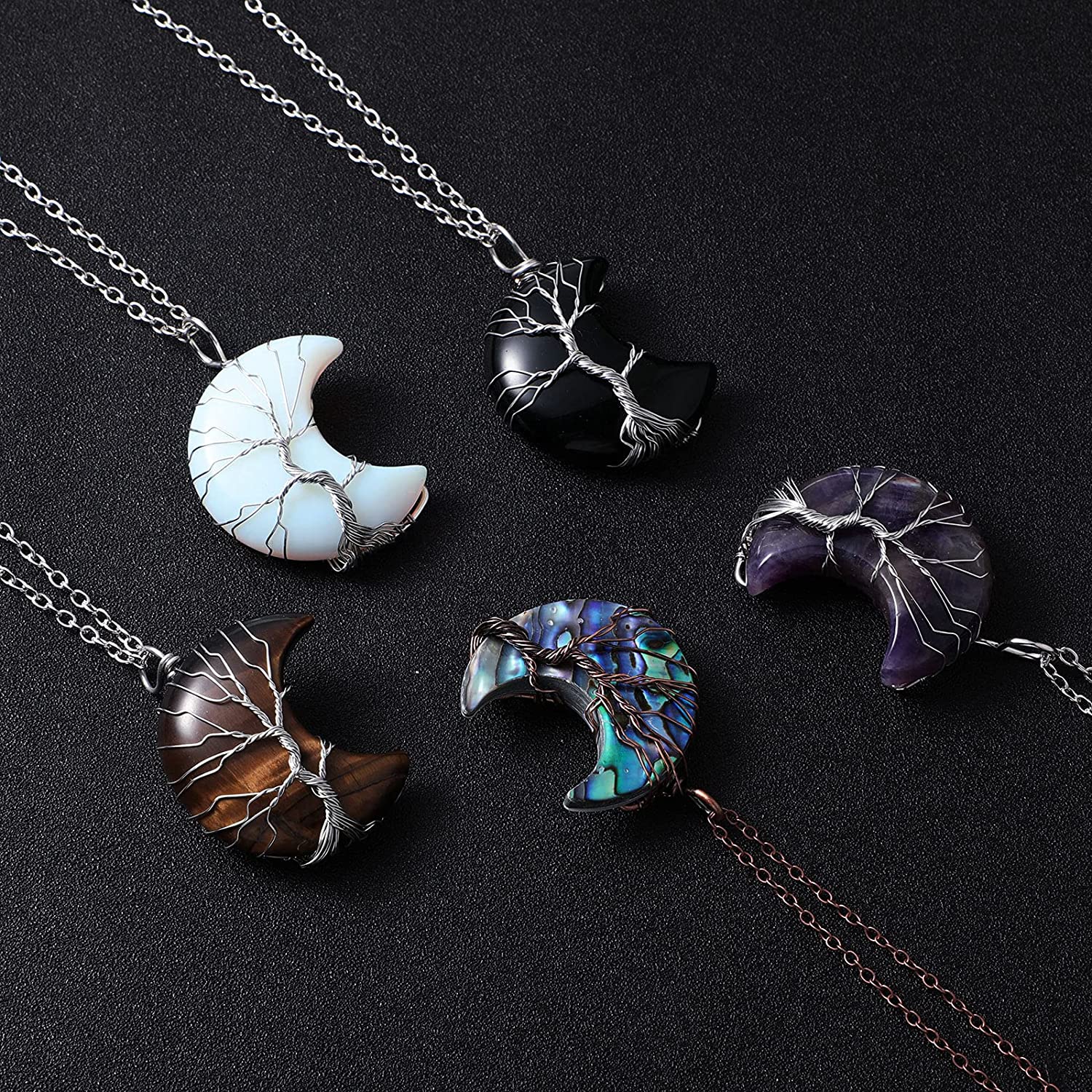 Tree of Life Half Moon Necklace