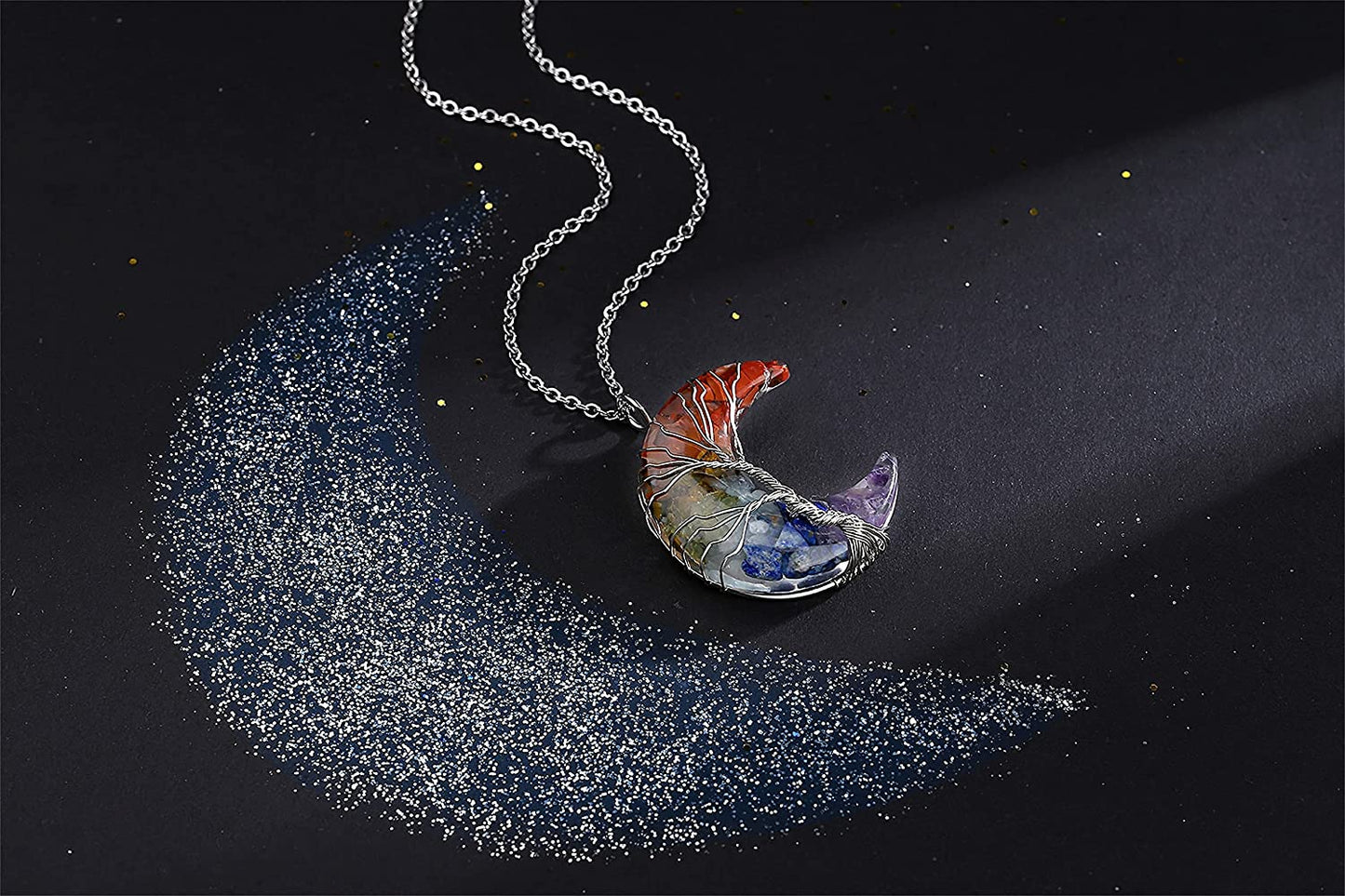 Tree of Life Half Moon Necklace