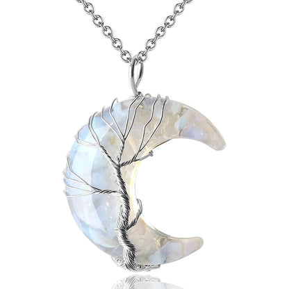 Tree of Life Half Moon Necklace