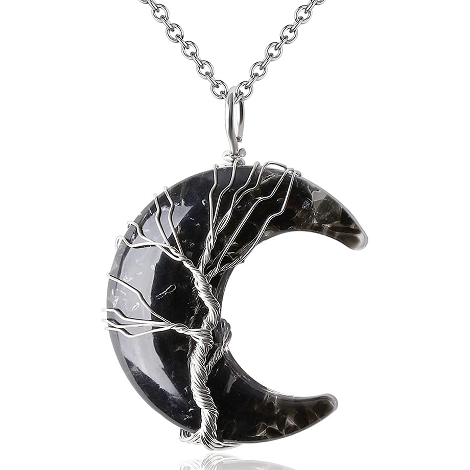 Tree of Life Half Moon Necklace