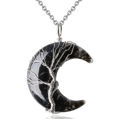 Tree of Life Half Moon Necklace