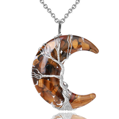 Tree of Life Half Moon Necklace