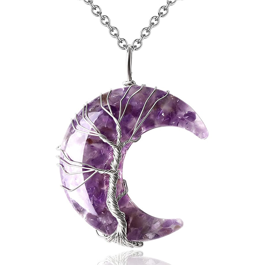 Tree of Life Half Moon Necklace