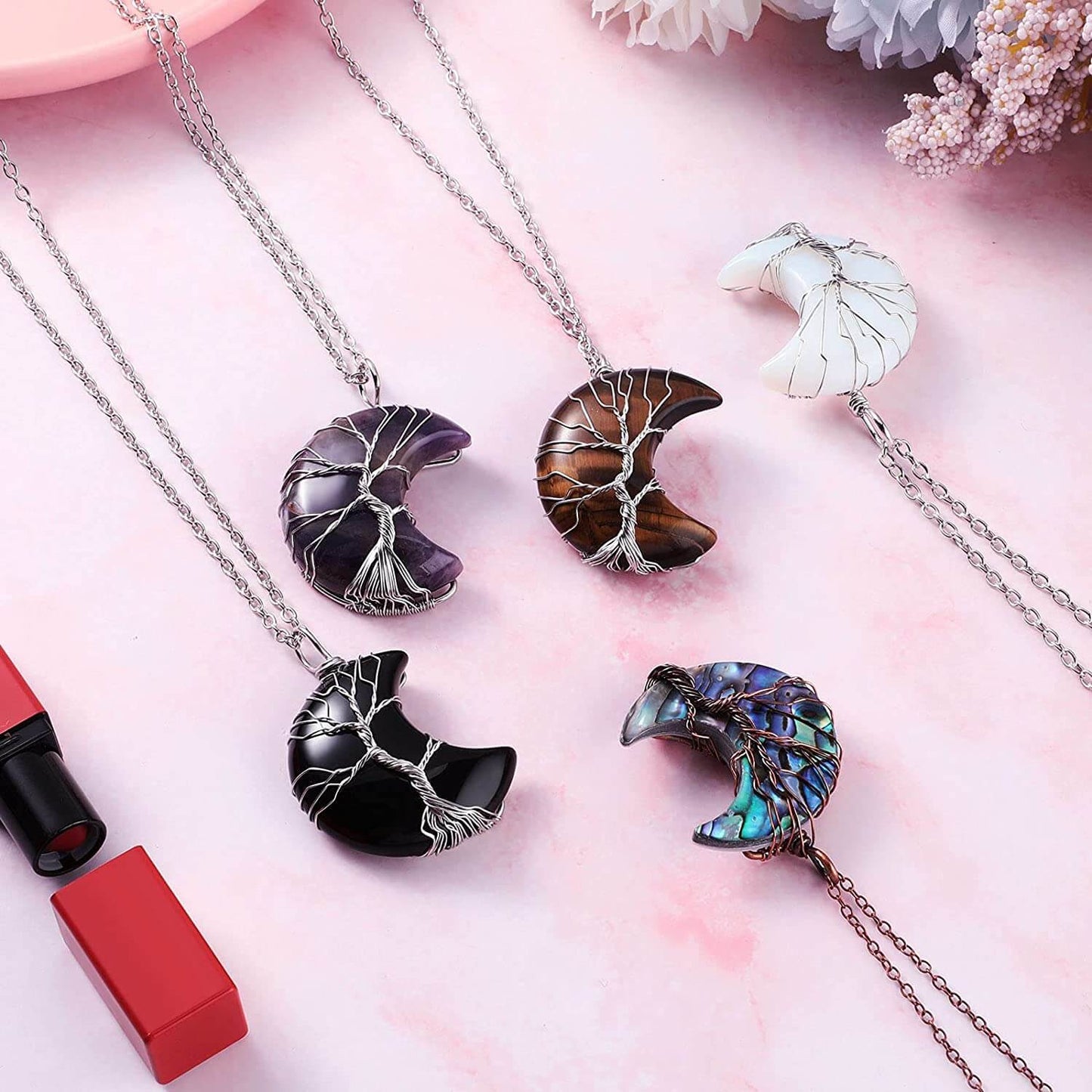 Tree of Life Half Moon Necklace