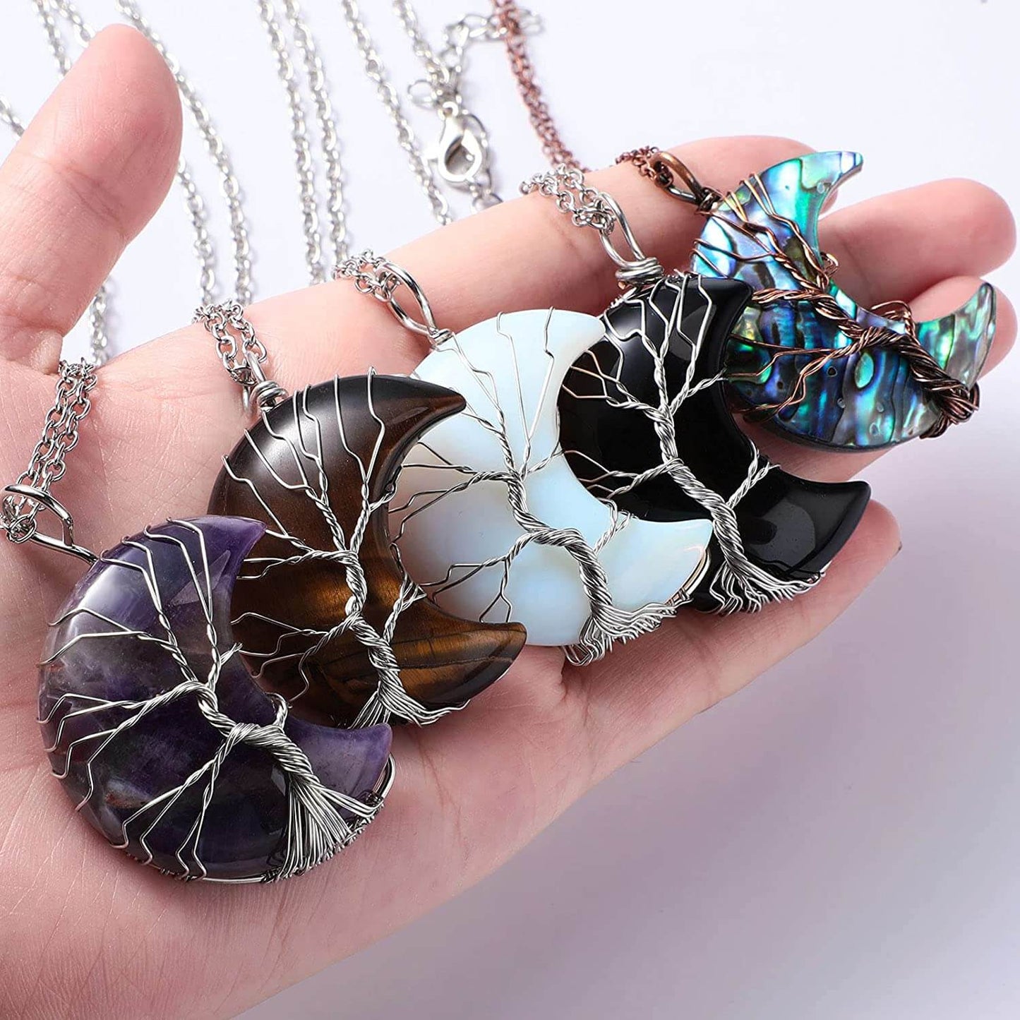 Tree of Life Half Moon Necklace