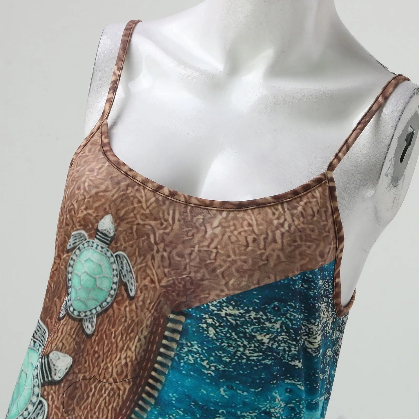 Turtle print Colourblock Cami Dress