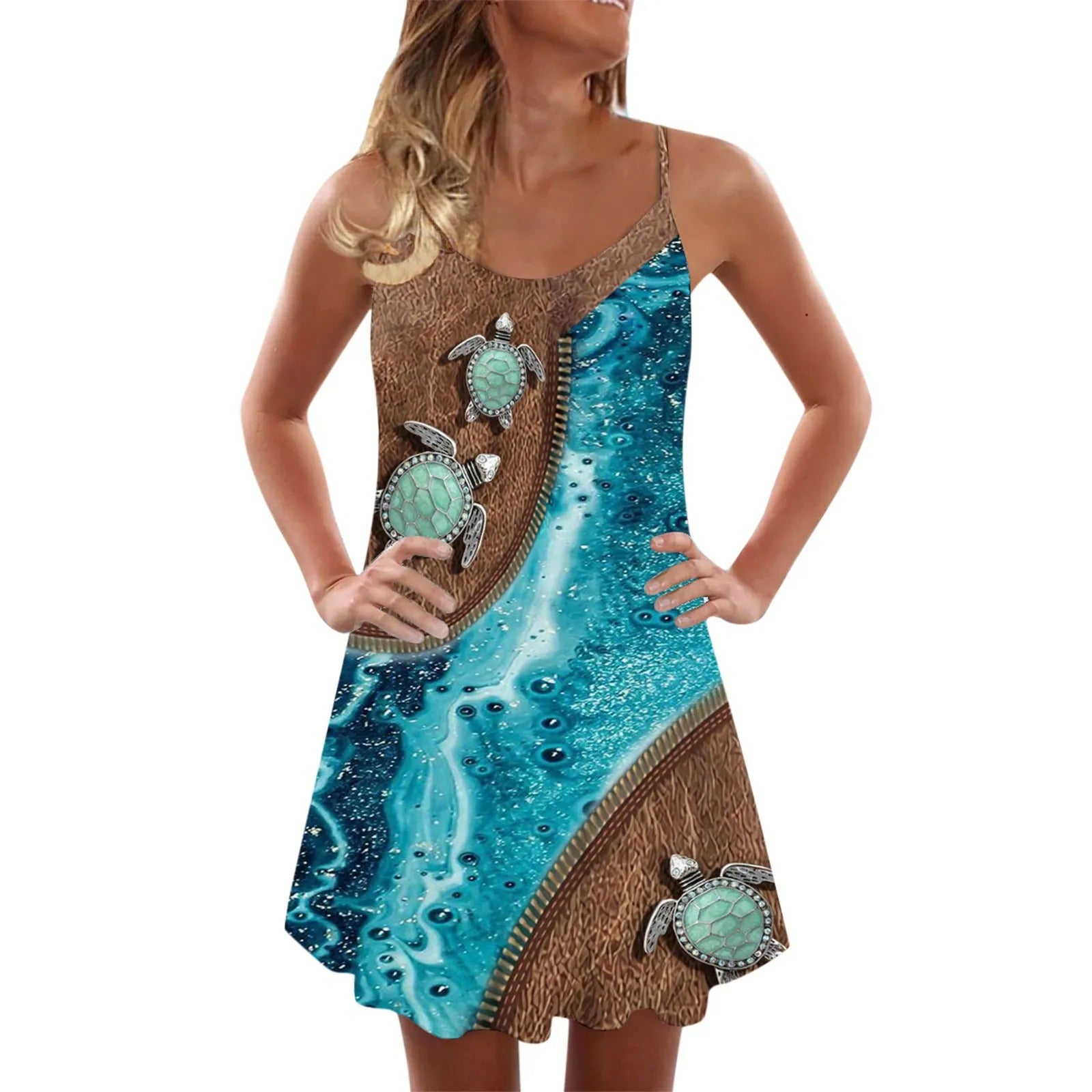 Turtle print Colourblock Cami Dress
