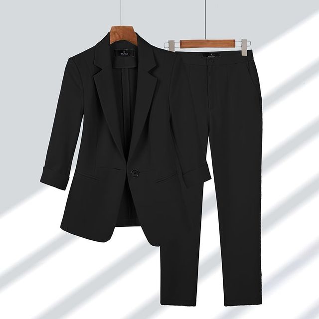 Two-piece Set Women's Blazer and Pants Elegant Fit High Quality Fabric Blend