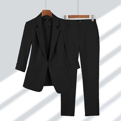 Two-piece Set Women's Blazer and Pants Elegant Fit High Quality Fabric Blend