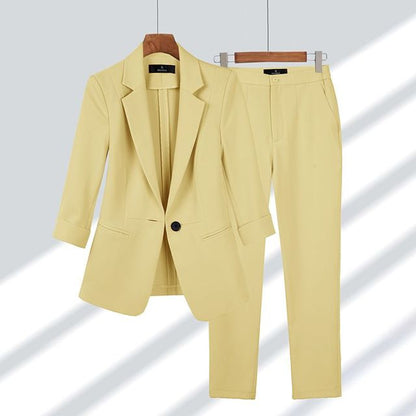 Two-piece Set Women's Blazer and Pants Elegant Fit High Quality Fabric Blend