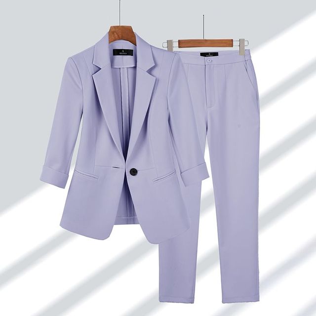 Two-piece Set Women's Blazer and Pants Elegant Fit High Quality Fabric Blend