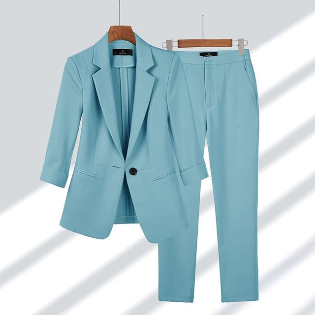 Two-piece Set Women's Blazer and Pants Elegant Fit High Quality Fabric Blend