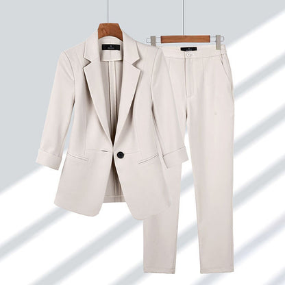 Two-piece Set Women's Blazer and Pants Elegant Fit High Quality Fabric Blend