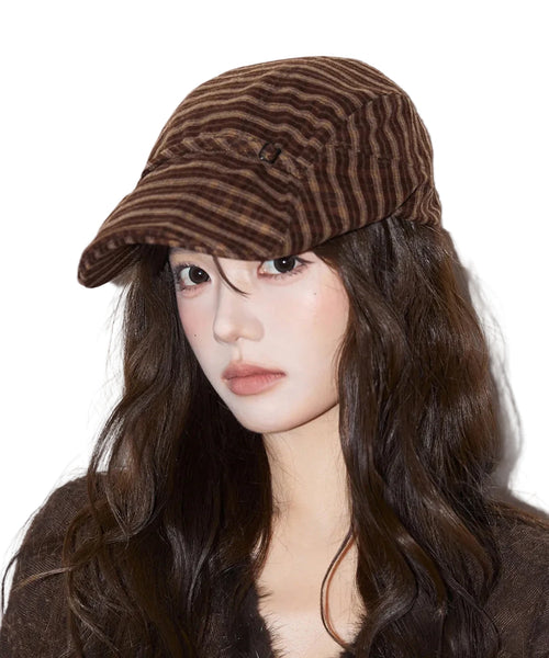 Unisex Breton Hat Vintage Patchwork Plaid Style 0