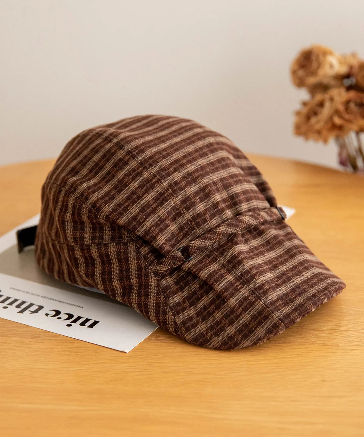 Unisex Breton Hat Vintage Patchwork Plaid Style 4