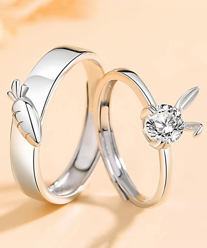 Unisex Couple Rings Matching Carrot and Rabbit Design for Couples 0