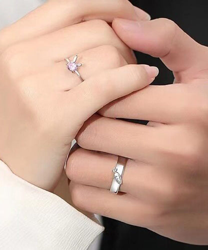 Unisex Couple Rings Matching Carrot and Rabbit Design for Couples 3