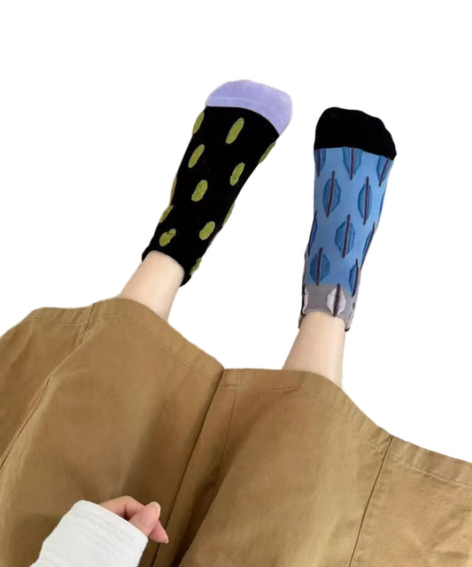 Unisex Crew Socks Colorblock Jacquard Design 0