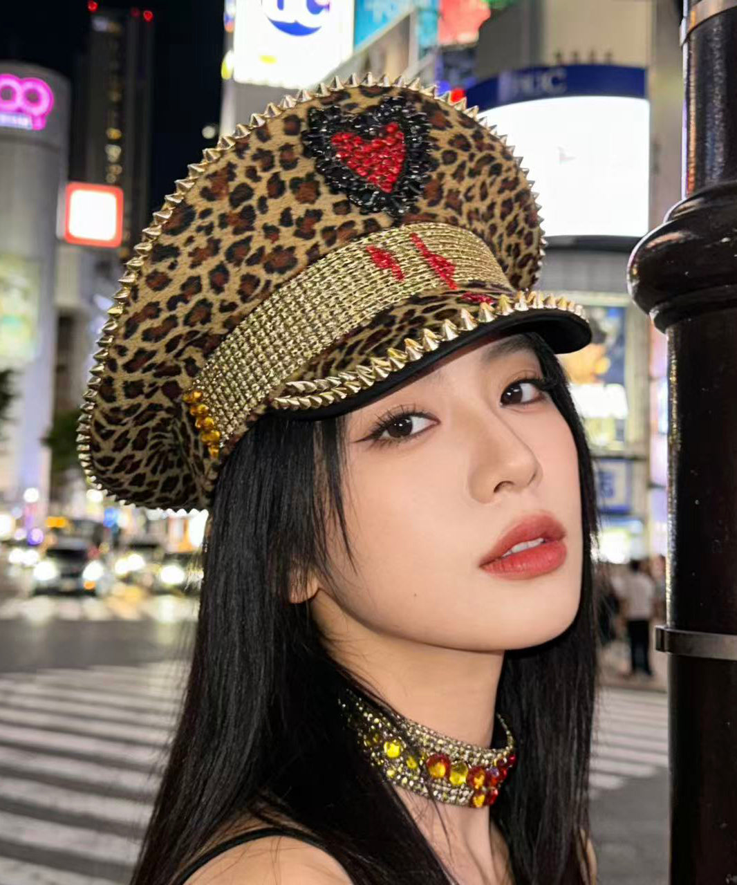 Unisex Flat Brimmed Hat Leopard Print 0